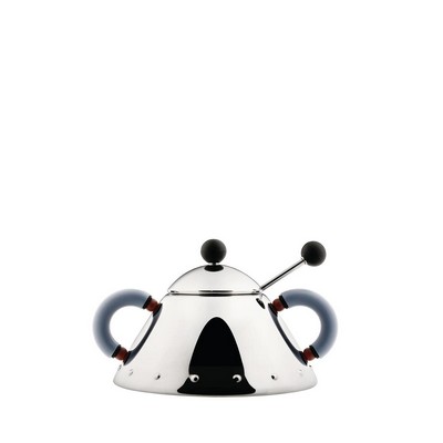 Alessi-Sugar bowl with spoon in 18/10 stainless steel and PA, light blue